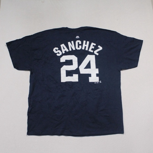 New York Yankees Men Blue Tee Shirt Sanchez 24 Size XXL - Picture 2 of 9
